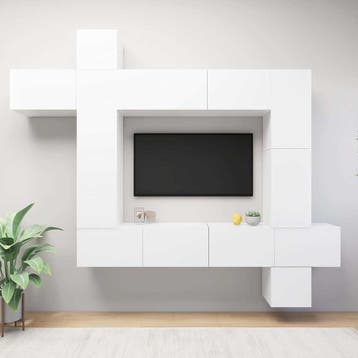 vidaXL 9-delige Tv-meubelset bewerkt hout wit, Minder dan 50 cm, Verzenden, Nieuw, Minder dan 100 cm