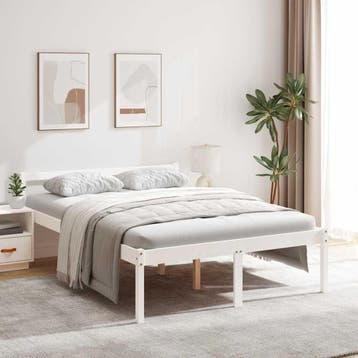 vidaXL Seniorenbed massief grenenhout wit 140x200 cm, Verzenden, Wit, 140 cm, 200 cm