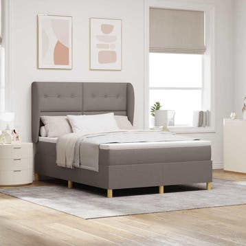 vidaXL Boxspringbed met hoofdeinde Taupe 200 x 160 cm Stof, Huis en Inrichting, Slaapkamer | Bedden, Verzenden, Nieuw, Stof