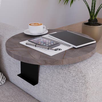 Dienblad armleuning Kuleskyd rond Ø34 cm marmer grijs [en.ca, Verzenden, Nieuw