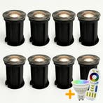 8-Stuks| LED Grondspot GU10 rond | Complete set | RGBCCT, Ophalen of Verzenden, Nieuw, Plafondspot of Wandspot, Led