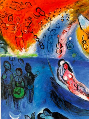 Het Concert (Il Concerto) – Handgeschilderd - Chagall, Ophalen of Verzenden, Nieuw