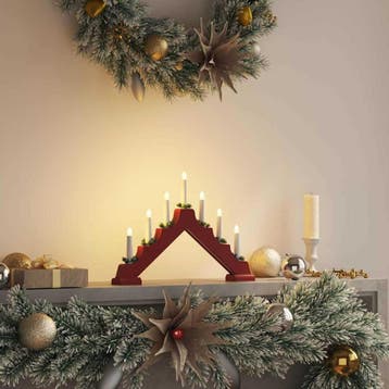Kerstverlichting Kaarsbrug Rood | 39cm | Laatste Stuk!, Diversen, Kerst, Ophalen of Verzenden, Zo goed als nieuw