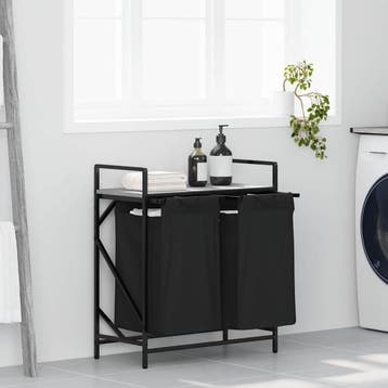 vidaXL Wasmand 2 vakken met plank grijs sonoma eiken, Verzenden, Nieuw