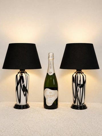 Tafellamp (2) - Opaline glas, Fluweel