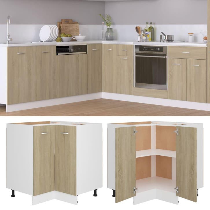 vidaXL Hoekonderkast Lyon 75,5x75,5x81,5 cm sonoma, Huis en Inrichting, Keuken | Keukenelementen, Bruin, Nieuw, Verzenden