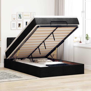 vidaXL Ottoman bed met matras en LEDs 120x200 cm stof zwart, Verzenden, Zwart, Nieuw, Twijfelaar