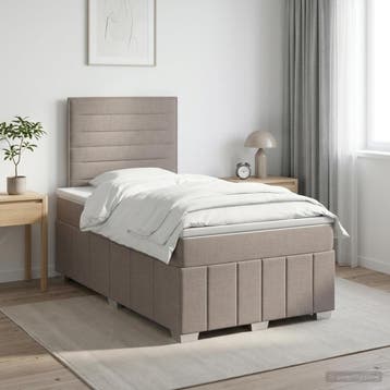 vidaXL Boxspringbed met matras met hoofdeinde Taupe 120 x, Huis en Inrichting, Verzenden, Nieuw, Twijfelaar