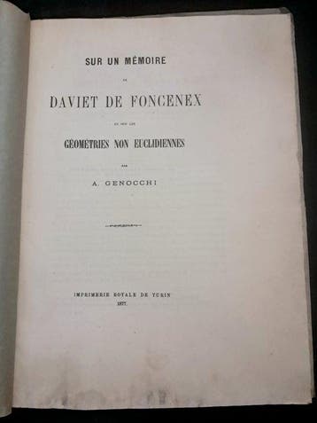 Angelo Genocchi - Sur un mémoire de Daviet de Foncenex et