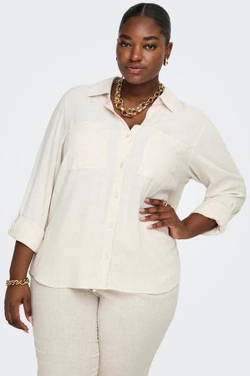 ONLY blouse linnen oprolmouw Maat:, Verzenden, Nieuw, Overige kleuren
