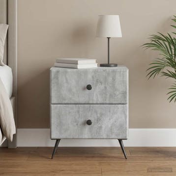 vidaXL Nachtkastje Betongrijs 43 x 34,5 x 47,5 cm Bewerkt, Minder dan 45 cm, Verzenden, Nieuw, Minder dan 55 cm