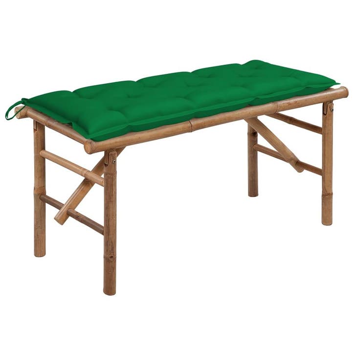 vidaXL Tuinbank inklapbaar met kussen 118 cm bamboe, Tuin en Terras, Tuinbanken, Nieuw, Hout, Verzenden