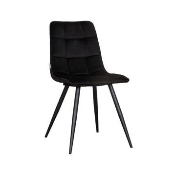 Stoel Bistro | Zwart | Fluweel | Zwart Metalen Frame | 4, Verzenden, Nieuw in verpakking