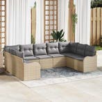vidaXL Tuin Sofa Set met kussen 9 pcs Beige Poly riet, Tuin en Terras, Verzenden, Nieuw, Rotan, Meer dan 8 zitplaatsen