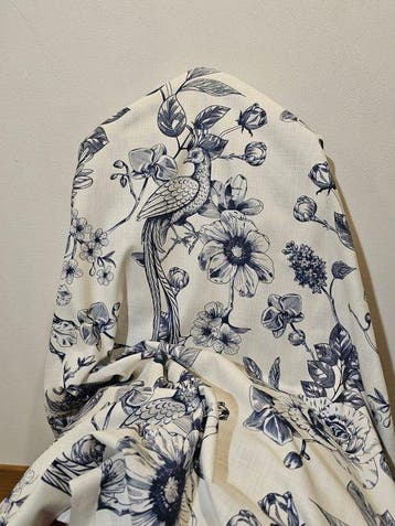 Art Nouveau-stof Giardino in Blu Exclusieve boheemse stof, Antiek en Kunst