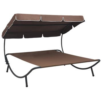 vidaXL Loungebed met luifel bruin, Verzenden, Nieuw