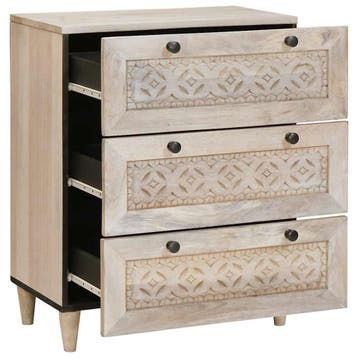 vidaXL Dressoir 60 x 33 x 75 cm massief mangohout Wit, Huis en Inrichting, Kasten | Overige, Verzenden, Nieuw