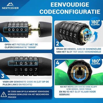 2dekans | NEXTCOVER® Cijferslot Fietsslot - Het origineel -, Fietsen en Brommers, Fietsaccessoires | Overige Fietsaccessoires