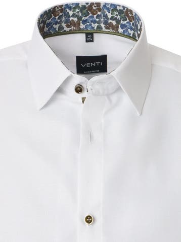 Wit Venti Overhemd Gebloemde Kent Boord Strijkvrij Modern, Verzenden, Nieuw, Wit