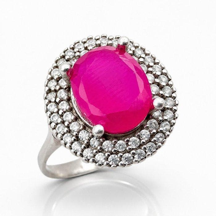 Zonder minimumprijs - Ring Zilver - Ruby (Gecertificeerd), Sieraden, Tassen en Uiterlijk, Ringen