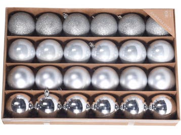 Nonmae Kerstballen 60mm  set 24 stuks zilver, Diversen, Kerst, Ophalen of Verzenden, Nieuw