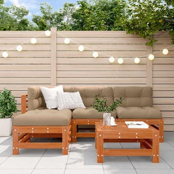 vidaXL Tuin loungeset 5 st Wasbruin Massief grenenhout, Tuin en Terras, Tuinsets en Loungesets, Verzenden, Nieuw, 5 zitplaatsen
