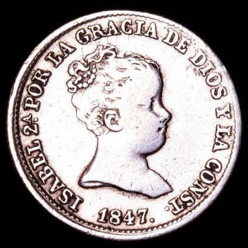 Spanje. Isabel II. Real Acuñado en la ceca de Madrid, 1847.