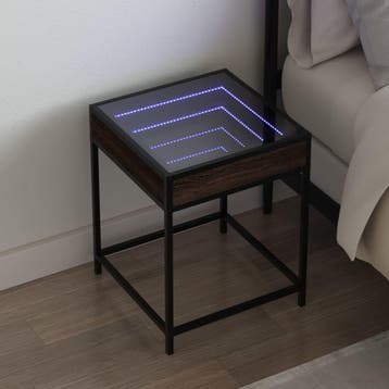 vidaXL Nachtkastje met Infinity LED 40x40x51 cm bruin, Verzenden, Nieuw, Hout