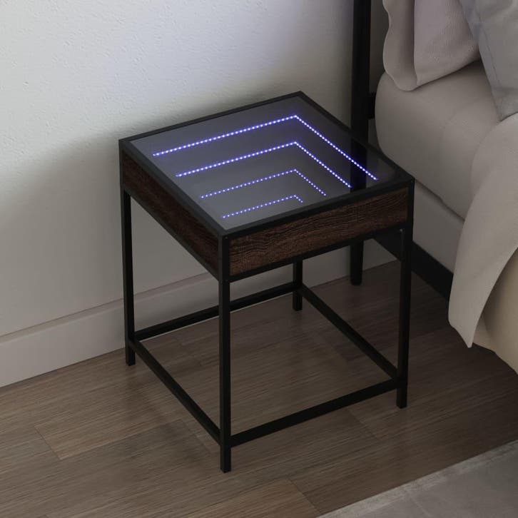 vidaXL Nachtkastje met Infinity LED 40x40x51 cm bruin, Huis en Inrichting, Slaapkamer | Nachtkastjes, Nieuw, Hout, Verzenden