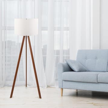 Asir 780SGN2429 Vloerlamp Wit en Bruin van 39 voor 19, Ophalen of Verzenden, Nieuw, Hout, 100 tot 150 cm