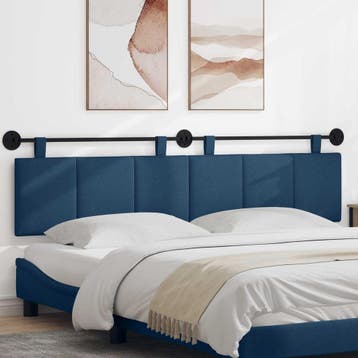 vidaXL Hangend hoofdbord Blauw Stof, Verzenden, Nieuw, Blauw, Stof