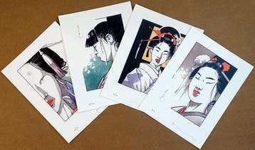Michetz, Marc - 4 Ex Libris - Visages - Geisha, Nieuw