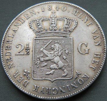 Nederland. Willem I. 2 1/2 Gulden 1840 schaars, Postzegels en Munten, Munten | Nederland