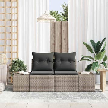 vidaXL Tuinbank met kussen Grijs 184 x 62 x 69 cm poly, Verzenden, Nieuw