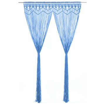 vidaXL Gordijn macramé 140x240 cm katoen blauw, Verzenden, Nieuw, Blauw