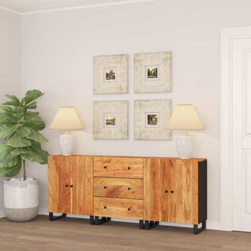 vidaXL 3-delige Dressoirs massief acaciahout, Verzenden, Nieuw, Overige houtsoorten, Minder dan 50 cm