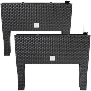 Hoge Plantenbak 2 stuks Antraciet Kunststof 60x25x46cm, Verzenden, Nieuw