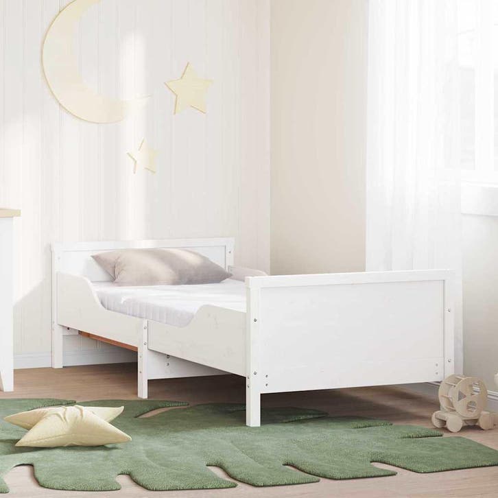 vidaXL Bedframe met uitschuifbaar matras Wit 80 x 200 cm, Huis en Inrichting, Slaapkamer | Bedden, Wit, Nieuw, Hout, Verzenden