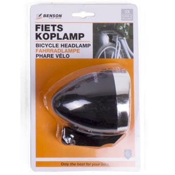 Benson Fietskoplamp - 2 LEDs - Inclusief batterijen - Zw..., Ophalen of Verzenden, Nieuw