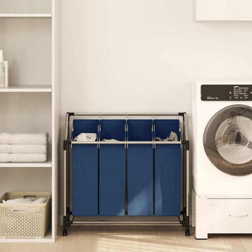 vidaXL Wassorteerder met 4 zakken staal blauw, Verzenden, Nieuw