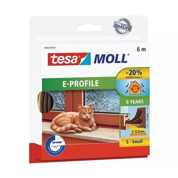Tochtstrip | Tesa | 6 meter (E-profiel, Zelfklevend, Bruin), Verzenden, Nieuw