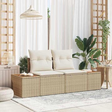 vidaXL Tuinbank Beige 184 x 62 x 85cm poly rattan, Tuin en Terras, Verzenden, Nieuw, Rotan