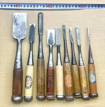 Werkgereedschap - Een set gebruikte Japanse beitels