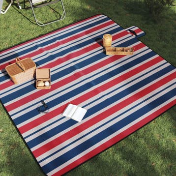 vidaXL Picknickkleed opvouwbaar strepen 200x200 cm fluweel, Verzenden, Nieuw