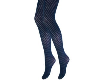 Fashion panty met wafelmotief - Marineblauw, Kleding | Dames, Verzenden, Nieuw