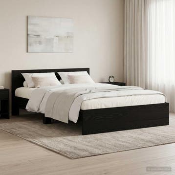 vidaXL Bedframe met hoofdbord Zwart eiken 120 x 200 cm, Verzenden, Zwart, Nieuw, Twijfelaar