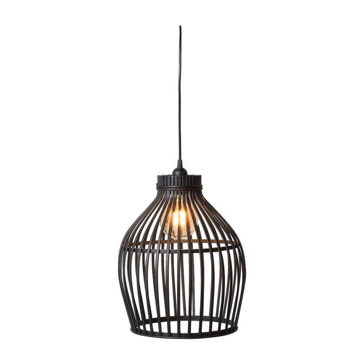 Hanglamp bamboe - zwart - 30x30x37 cm, Huis en Inrichting, Lampen | Hanglampen, Verzenden