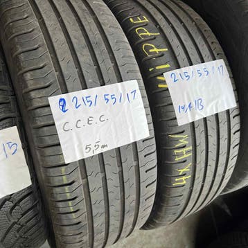 2 x Continental EcoContact 215-55-17 Zomerbanden 5,5mm, Auto-onderdelen, Banden en Velgen, 17 inch, Ophalen of Verzenden, Band(en)