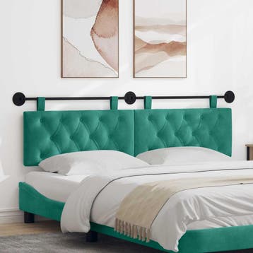 vidaXL Hangend hoofdbord Turquoise Fluweel, Verzenden, Nieuw, Stof