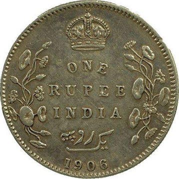 Brits India. Edward VII. 1 Rupee 1906 (Zonder minimumprijs), Postzegels en Munten